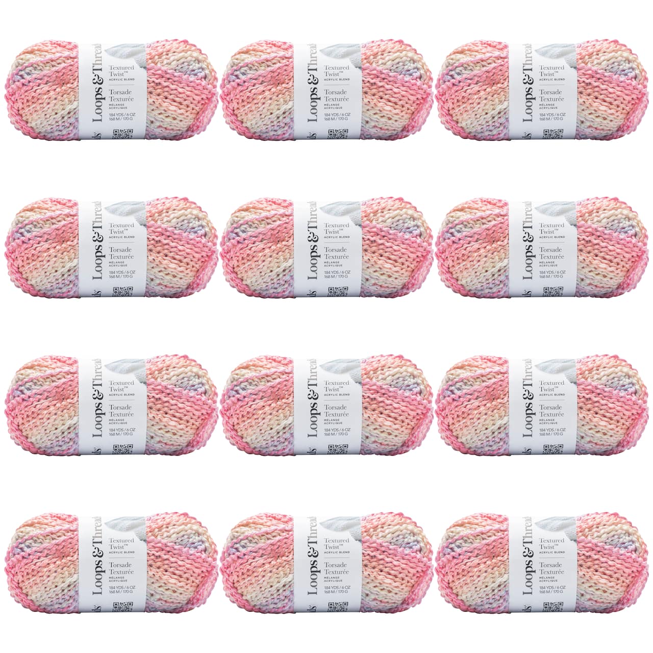 12 Pack: Textured Twist™ Yarn by Loops & Threads®